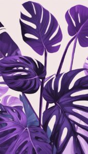 purple monstera plant aesthetic illustration background pattern 4
