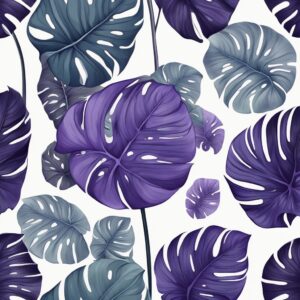 purple monstera plant aesthetic illustration background pattern 6