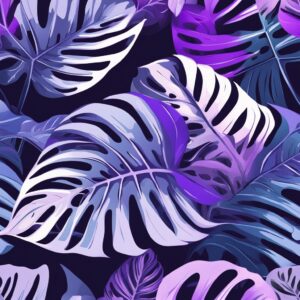 purple monstera plant aesthetic illustration background pattern 7