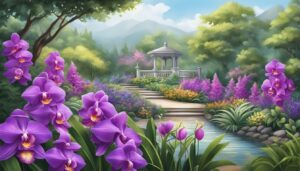 purple orchid flower aesthetic illustration background 2
