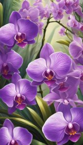 purple orchid flower aesthetic illustration background 3
