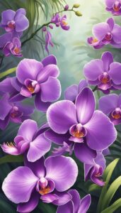 purple orchid flower aesthetic illustration background 4