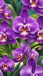 purple orchid flower aesthetic illustration background 6