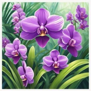 purple orchid flower aesthetic illustration background 7