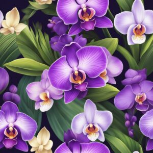 purple orchid flower aesthetic illustration background 8