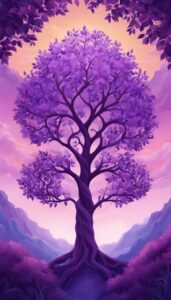 purple tree of life aesthetic background illustration 4