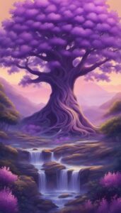 purple tree of life aesthetic background illustration 5