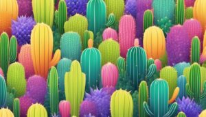 rainbow colored cactus aesthetic illustration background 1