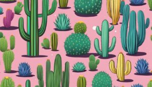 rainbow colored cactus aesthetic illustration background 3