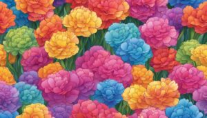 rainbow colored carnation flowers aesthetic background illustration 1