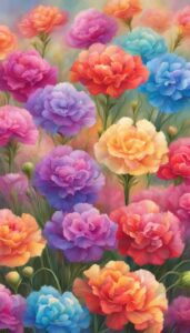 rainbow colored carnation flowers aesthetic background illustration 2