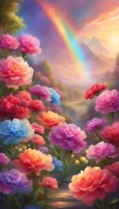 rainbow colored carnation flowers aesthetic background illustration 3