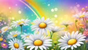 rainbow colored daisy flower aesthetic background illustration 1