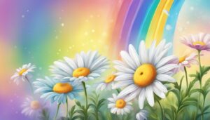 rainbow colored daisy flower aesthetic background illustration 2