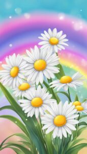 rainbow colored daisy flower aesthetic background illustration 3