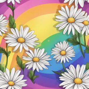 rainbow colored daisy flower aesthetic background illustration 5