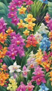 rainbow colored orchid flower aesthetic illustration background 5