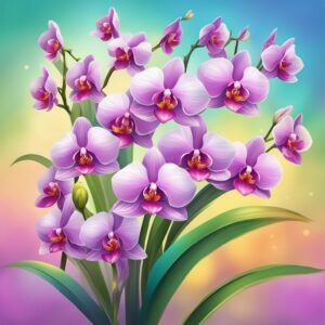 rainbow colored orchid flower aesthetic illustration background 8
