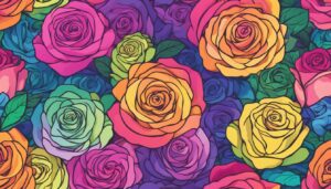 rainbow colored roses aesthetic background illustration 1