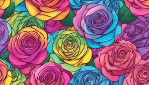 rainbow colored roses aesthetic background illustration 2