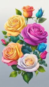 rainbow colored roses aesthetic background illustration 4