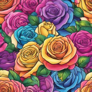 rainbow colored roses aesthetic background illustration 5