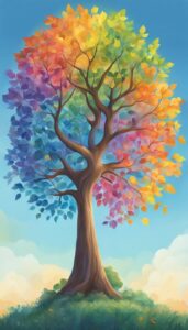 rainbow colored tree of life aesthetic background illustration 5