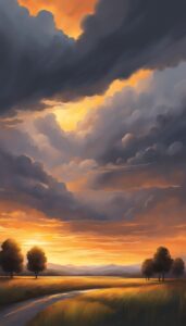 raining sunset aesthetic background wallpaper illustration 2