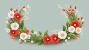 red and white spring wreath illustration 1