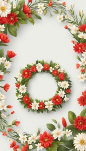 red and white spring wreath illustration 3