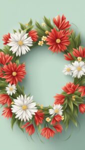 red and white spring wreath illustration 4