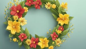 red and yellow spring wreath illustration 1