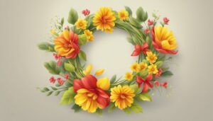 red and yellow spring wreath illustration 2