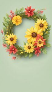 red and yellow spring wreath illustration 3