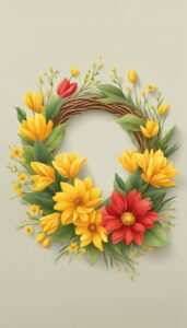 red and yellow spring wreath illustration 5