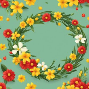 red and yellow spring wreath illustration 7