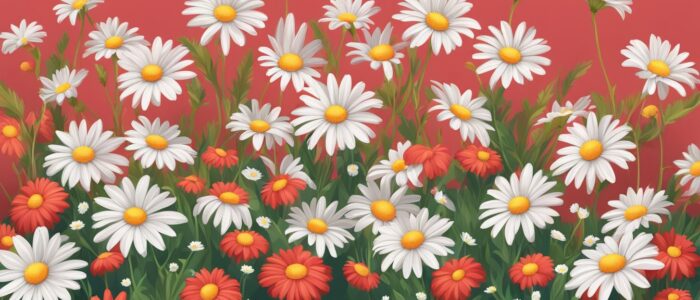 red daisy flower aesthetic background illustration 2