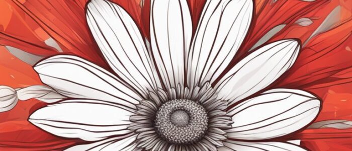 red daisy flower aesthetic background illustration 3