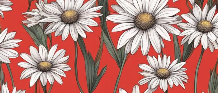 red daisy flower aesthetic background illustration 4