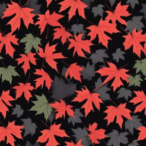 red maple leaf black dark background illustration 6