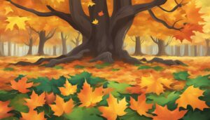 red orange fall maple leaves aesthetic background illustration wallpaper 1