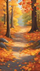 red orange fall maple leaves aesthetic background illustration wallpaper 4