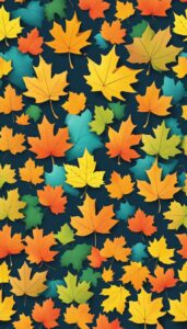 red orange fall maple leaves aesthetic background illustration wallpaper 5