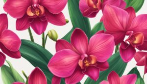 red orchid flower aesthetic illustration background 1