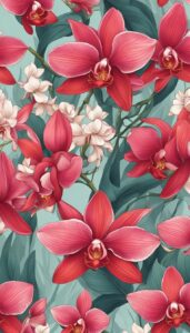 red orchid flower aesthetic illustration background 3