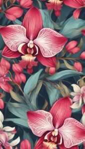 red orchid flower aesthetic illustration background 4
