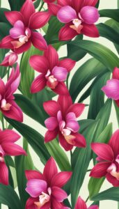 red orchid flower aesthetic illustration background 5