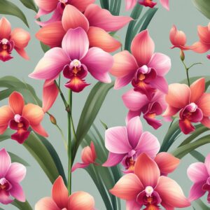 red orchid flower aesthetic illustration background 7