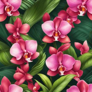 red orchid flower aesthetic illustration background 8