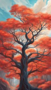 red tree of life aesthetic background illustration 3